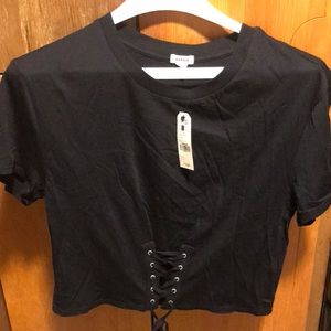 Petite small black tee shirt with design